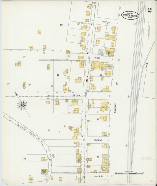 Sanborn Fire Insurance Map from Ronceverte, Greenbrier County, West Virginia (1905), Sheet #0002 - Historic Sanborn Fire Insurance Map Print, vintage old map wall art, antique decor, genealogy gift, West Virginia West Virginia map