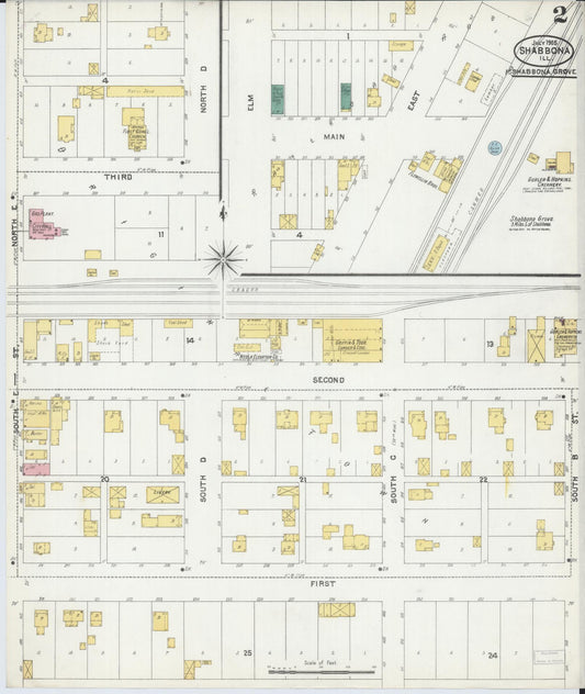 Sanborn Fire Insurance Map from Shabbona, De Kalb County, Illinois (1905), Sheet #0002 - Historic Sanborn Fire Insurance Map Print, vintage old map wall art, antique decor, genealogy gift, Illinois Illinois map