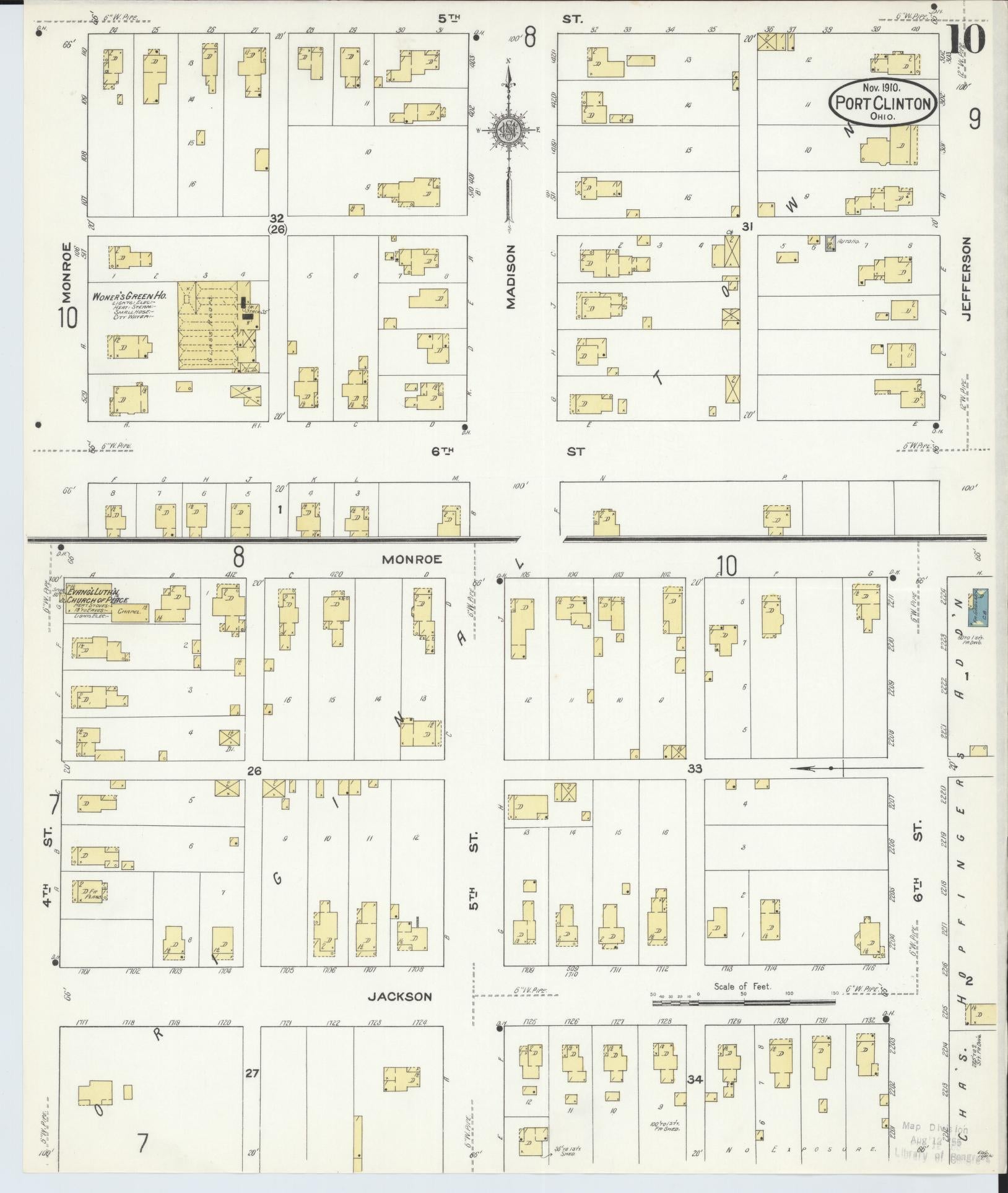 Sanborn Fire Insurance Map from Port Clinton, Ottawa County, Ohio (1910), Sheet #0010 - Complete Map Set gallery image, historic Sanborn map, vintage wall art, Ohio Ohio