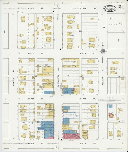 Sanborn Fire Insurance Map from Chandler, Lincoln County, Oklahoma (1920), Sheet #0002 - Complete Map Set gallery image, historic Sanborn map, vintage wall art, Oklahoma Oklahoma