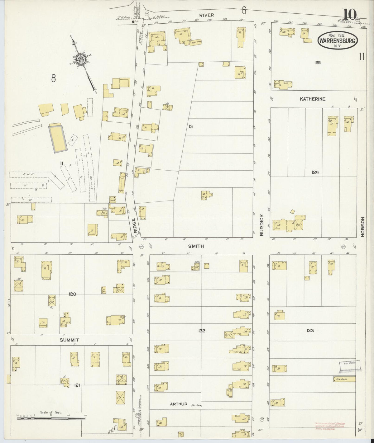 Sanborn Fire Insurance Map from Warrensburg, Warren County, New York (1912), Sheet #0010 - Complete Map Set gallery image, historic Sanborn map, vintage wall art, New York New York