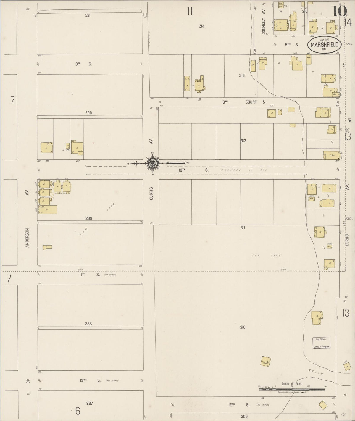 Sanborn Fire Insurance Map from Marshfield, Coos County, Oregon (1920), Sheet #0010 - Historic Sanborn Fire Insurance Map Print, vintage old map wall art, antique decor, genealogy gift, Oregon Oregon map