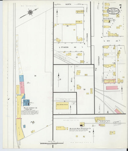 Sanborn Fire Insurance Map from Reed City, Osceola County, Michigan (1917), Sheet #0007 - Historic Sanborn Fire Insurance Map Print, vintage old map wall art, antique decor, genealogy gift, Michigan Michigan map