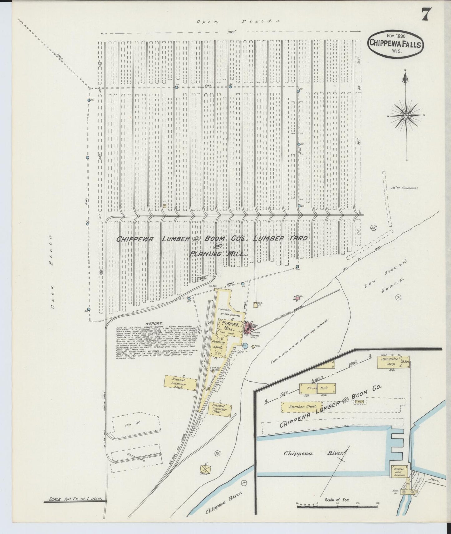 Sanborn Fire Insurance Map from Chippewa Falls, Chippewa County, Wisconsin (1890), Sheet #0007 - Complete Map Set gallery image, historic Sanborn map, vintage wall art, Wisconsin Wisconsin