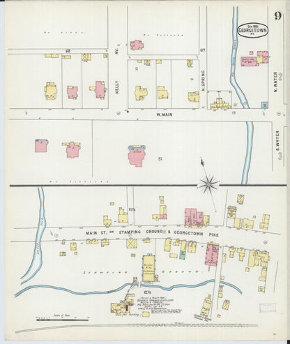 Sanborn Fire Insurance Map from Georgetown, Scott County, Kentucky (1895), Sheet #0009 - Complete Map Set gallery image, historic Sanborn map, vintage wall art, Kentucky Kentucky