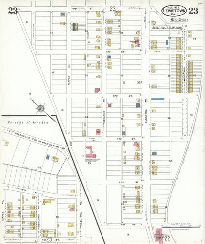 Sanborn Fire Insurance Map from Lewistown, Mifflin County, Pennsylvania (1923), Sheet #0023 - Complete Map Set gallery image, historic Sanborn map, vintage wall art, Pennsylvania Pennsylvania