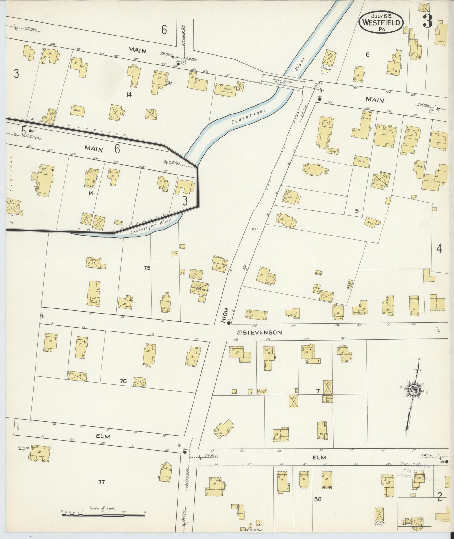 Sanborn Fire Insurance Map from Westfield, Tioga County, Pennsylvania (1915), Sheet #0003 - Complete Map Set gallery image, historic Sanborn map, vintage wall art, Pennsylvania Pennsylvania