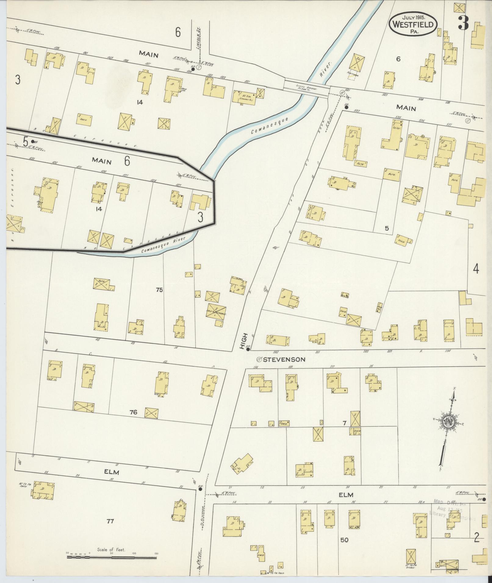 Sanborn Fire Insurance Map from Westfield, Tioga County, Pennsylvania (1915), Sheet #0003 - Complete Map Set gallery image, historic Sanborn map, vintage wall art, Pennsylvania Pennsylvania