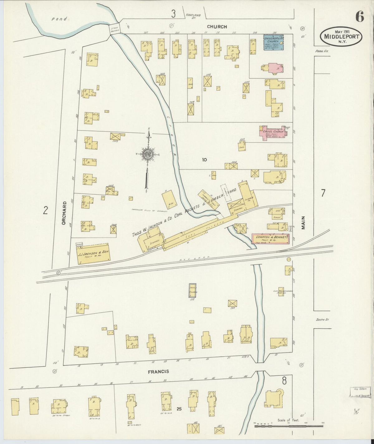 Sanborn Fire Insurance Map from Middleport, Niagara County, New York (1911), Sheet #0006 - Complete Map Set gallery image, historic Sanborn map, vintage wall art, New York New York