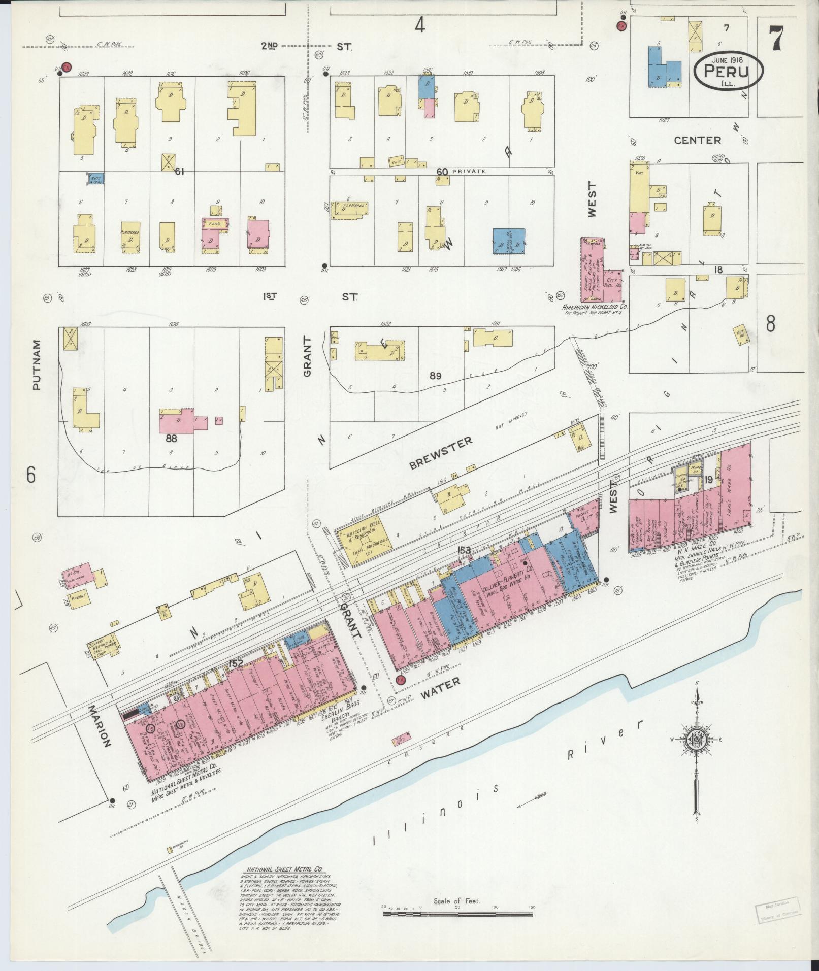Sanborn Fire Insurance Map from Peru, La Salle County, Illinois (1916), Sheet #0007 - Complete Map Set gallery image, historic Sanborn map, vintage wall art, Illinois Illinois