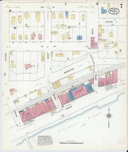Sanborn Fire Insurance Map from Peru, La Salle County, Illinois (1916), Sheet #0007 - Complete Map Set gallery image, historic Sanborn map, vintage wall art, Illinois Illinois