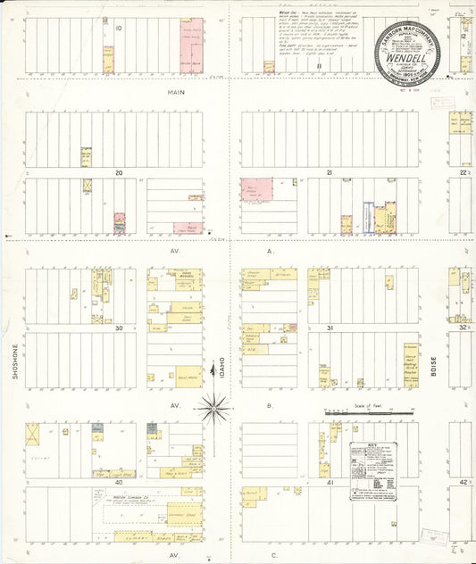 Sanborn Fire Insurance Map from Wendell, Gooding County, Idaho (1909), Sheet #0001 - Historic Sanborn Fire Insurance Map Print, vintage old map wall art, antique decor, genealogy gift, Idaho Idaho map