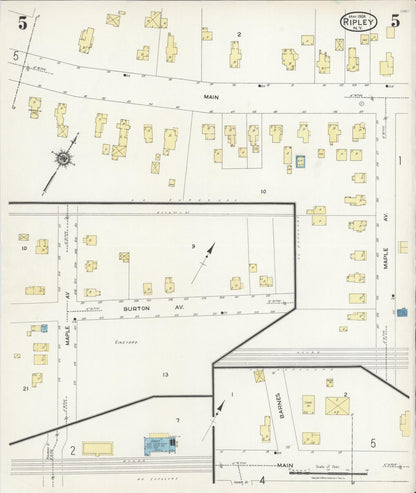 Sanborn Fire Insurance Map from Ripley, Chautauqua County, New York (1924), Sheet #0005 - Historic Sanborn Fire Insurance Map Print, vintage old map wall art, antique decor, genealogy gift, New York New York map