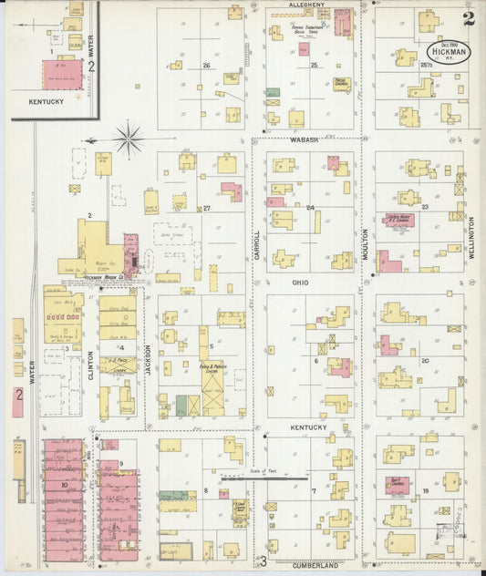 Sanborn Fire Insurance Map from Hickman, Fulton County, Kentucky (1900), Sheet #0002 - Historic Sanborn Fire Insurance Map Print, vintage old map wall art, antique decor, genealogy gift, Kentucky Kentucky map