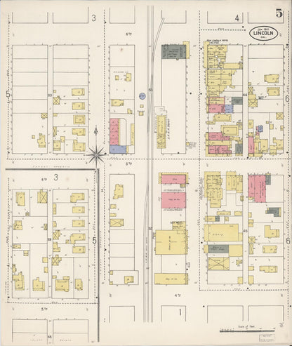 Sanborn Fire Insurance Map from Lincoln, Placer County, California (1910), Sheet #0005 - Complete Map Set gallery image, historic Sanborn map, vintage wall art, California California