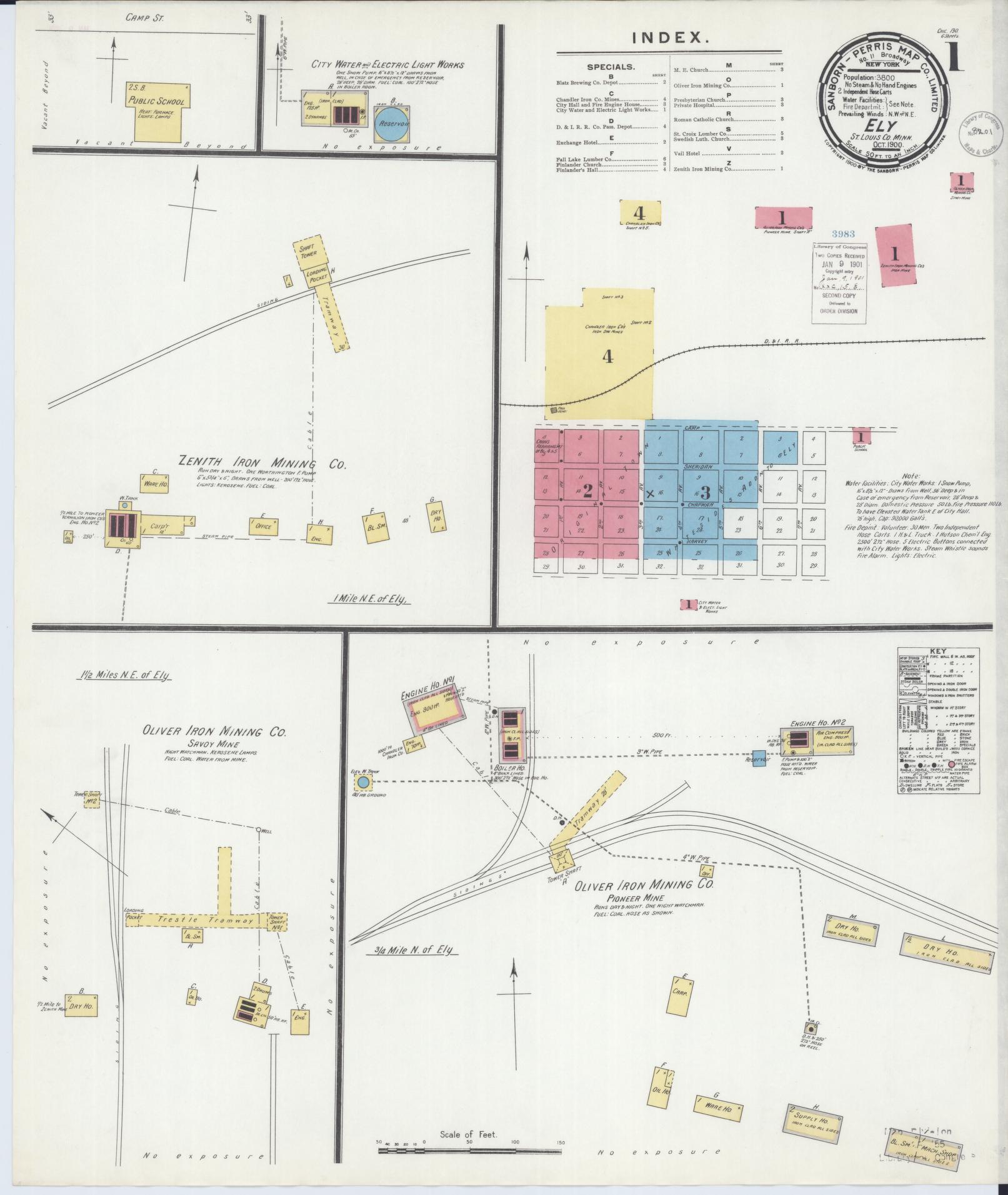 Sanborn Fire Insurance Map from Ely, Saint Louis County, Minnesota (1900), Sheet #0001 - Complete Map Set gallery image, historic Sanborn map, vintage wall art, Minnesota Minnesota