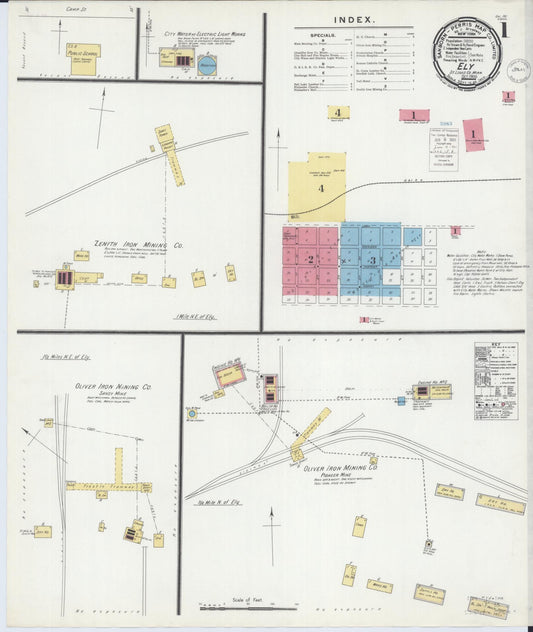 Sanborn Fire Insurance Map from Ely, Saint Louis County, Minnesota (1900), Sheet #0001 - Complete Map Set gallery image, historic Sanborn map, vintage wall art, Minnesota Minnesota