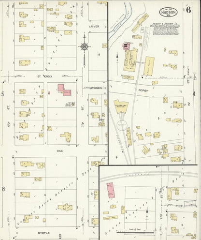 Sanborn Fire Insurance Map from Hudson, St. Croix County, Wisconsin (1912), Sheet #0006 - Complete Map Set gallery image, historic Sanborn map, vintage wall art, Wisconsin Wisconsin