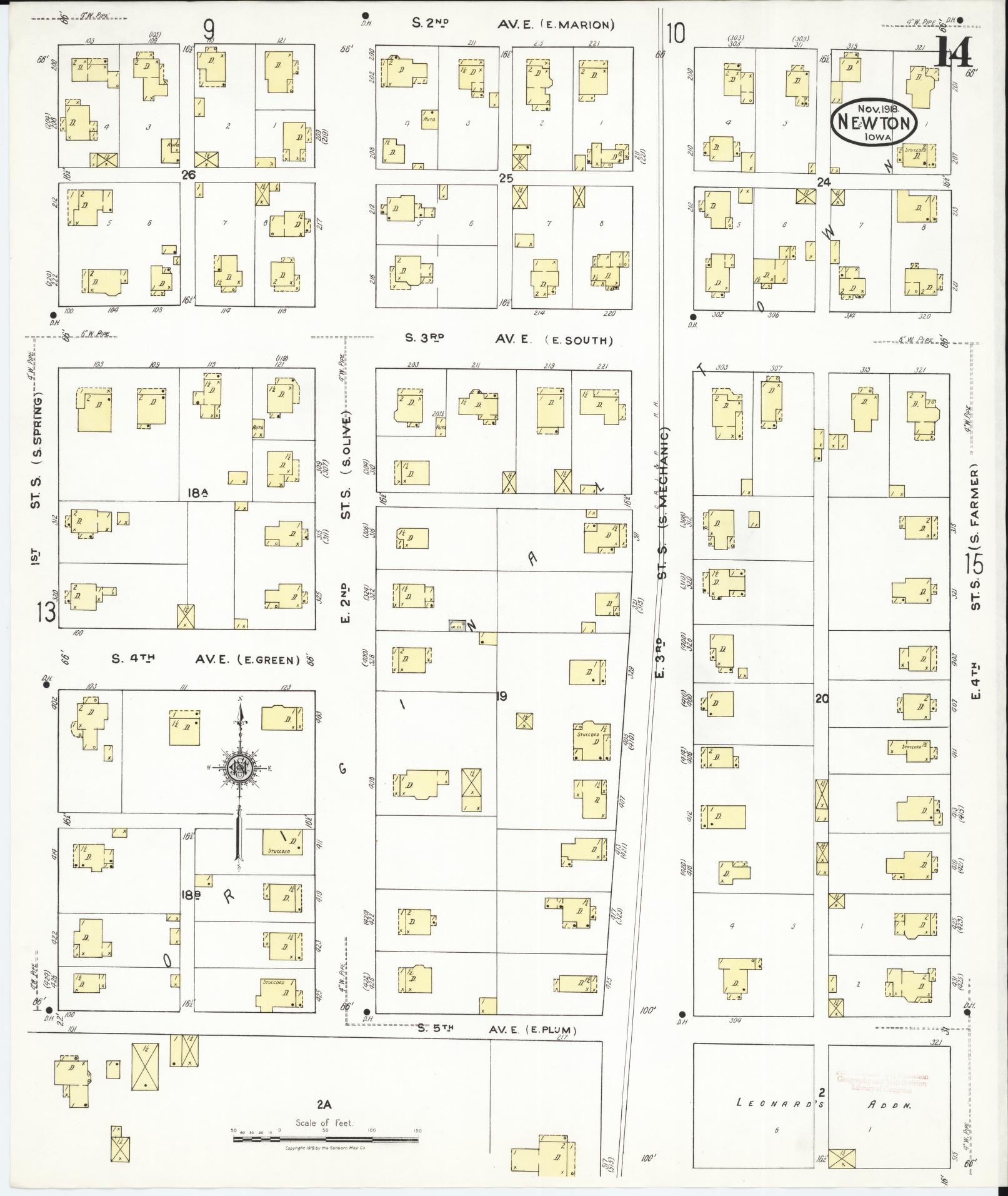 Sanborn Fire Insurance Map from Newton, Jasper County, Iowa (1918), Sheet #0014 - Historic Sanborn Fire Insurance Map Print