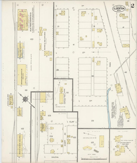 Sanborn Fire Insurance Map from Elberton, Whitman County, Washington (1912), Sheet #0002 - Historic Sanborn Fire Insurance Map Print, vintage old map wall art, antique decor, genealogy gift, Washington Washington map