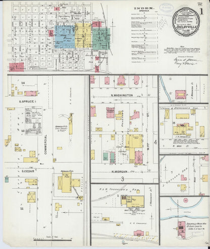 Sanborn Fire Insurance Map from Shelbyville, Shelby County, Illinois (1898), Sheet #0001 - Complete Map Set gallery image, historic Sanborn map, vintage wall art, Illinois Illinois