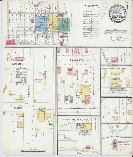 Sanborn Fire Insurance Map from Shelbyville, Shelby County, Illinois (1898), Sheet #0001 - Complete Map Set gallery image, historic Sanborn map, vintage wall art, Illinois Illinois