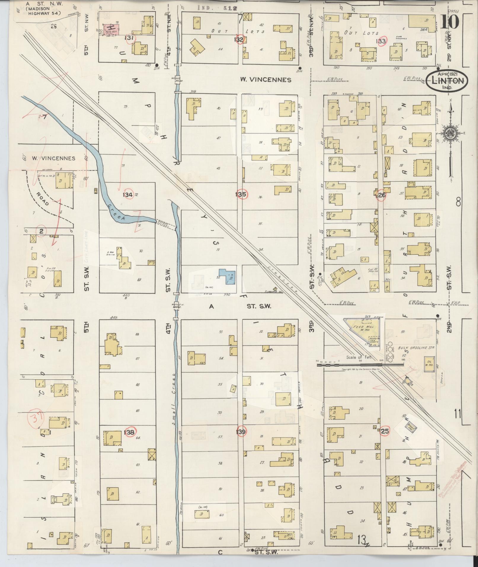 Sanborn Fire Insurance Map from Linton, Greene County, Indiana (1948), Sheet #0010 - Complete Map Set gallery image, historic Sanborn map, vintage wall art, Indiana Indiana