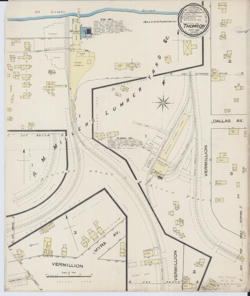 Sanborn Fire Insurance Map from Thomson, Carlton County, Minnesota. (1885) – Map View