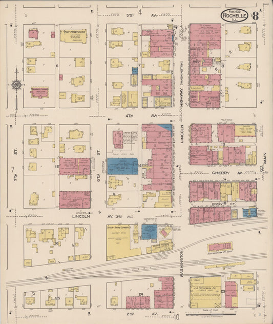 Sanborn Fire Insurance Map from Rochelle, Ogle County, Illinois (1922), Sheet #0008