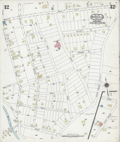 Sanborn Fire Insurance Map from Waynesville, Haywood County, North Carolina (1924), Sheet #0012 - Complete Map Set gallery image, historic Sanborn map, vintage wall art, North Carolina North Carolina