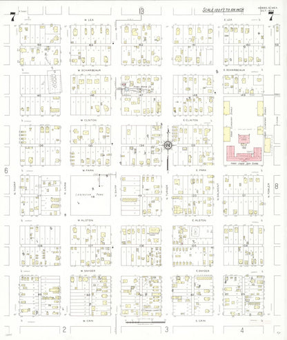 Sanborn Fire Insurance Map from Hobbs, Lea County, New Mexico (1938), Sheet #0007 - Complete Map Set gallery image, historic Sanborn map, vintage wall art, New Mexico New Mexico
