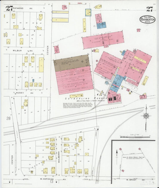 Sanborn Fire Insurance Map from Barberton, Summit County, Ohio (1927), Sheet #0027 - Historic Sanborn Fire Insurance Map Print, vintage old map wall art, antique decor, genealogy gift, Ohio Ohio map