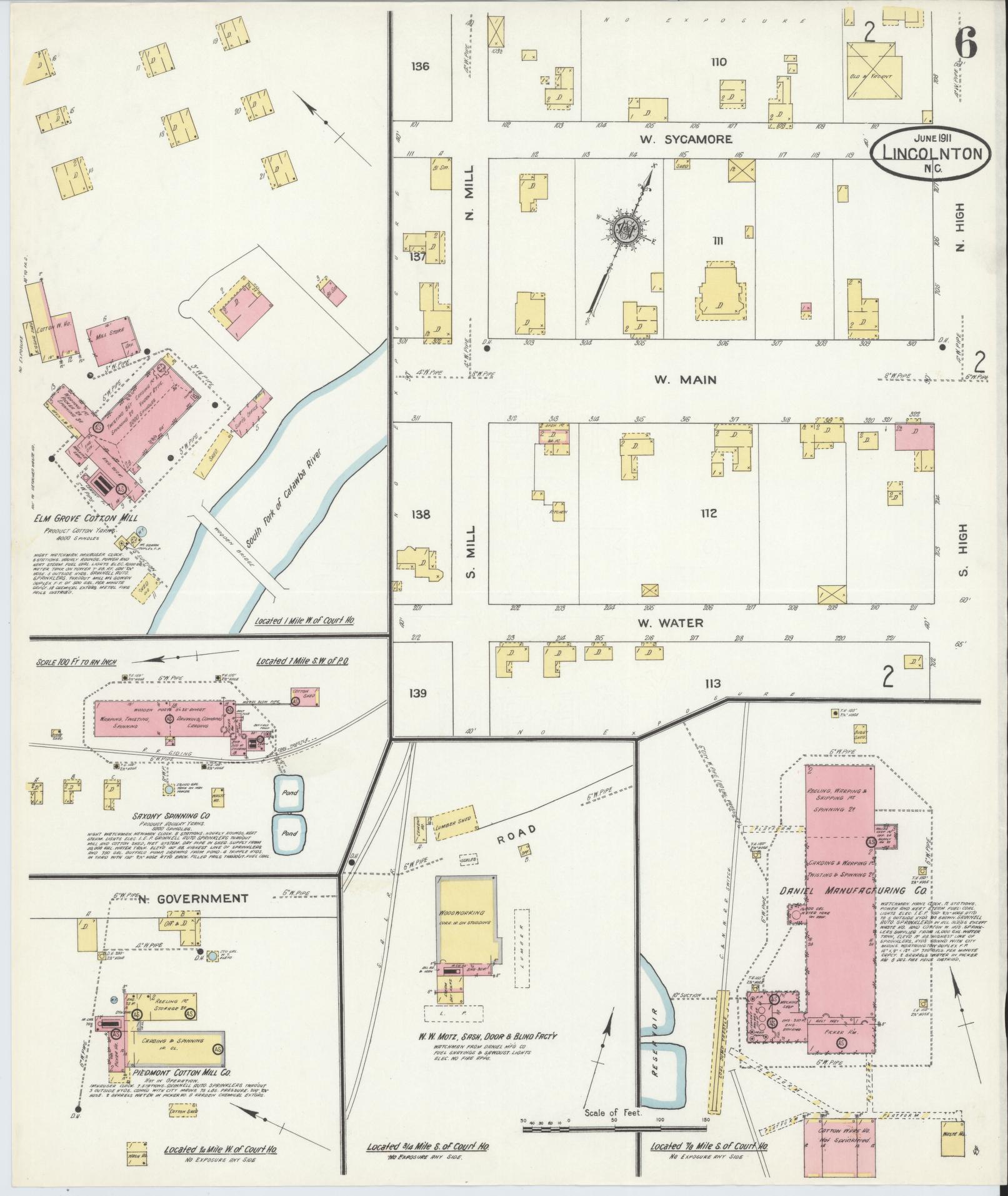 Sanborn Fire Insurance Map from Lincolnton, Lincoln County, North Carolina (1911), Sheet #0006 - Complete Map Set gallery image, historic Sanborn map, vintage wall art, North Carolina North Carolina