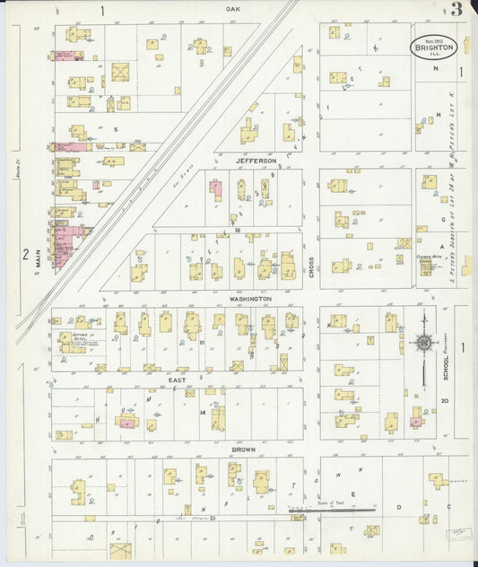 Sanborn Fire Insurance Map from Brighton, Macoupin County, Illinois (1910), Sheet #0003 - Historic Sanborn Fire Insurance Map Print, vintage old map wall art, antique decor, genealogy gift, Illinois Illinois map