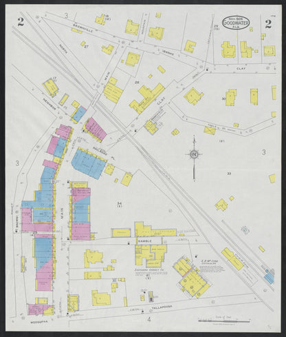 Sanborn Fire Insurance Map from Goodwater, Coosa County, Alabama (1928), Sheet #0002 - Complete Map Set gallery image, historic Sanborn map, vintage wall art, Alabama Alabama