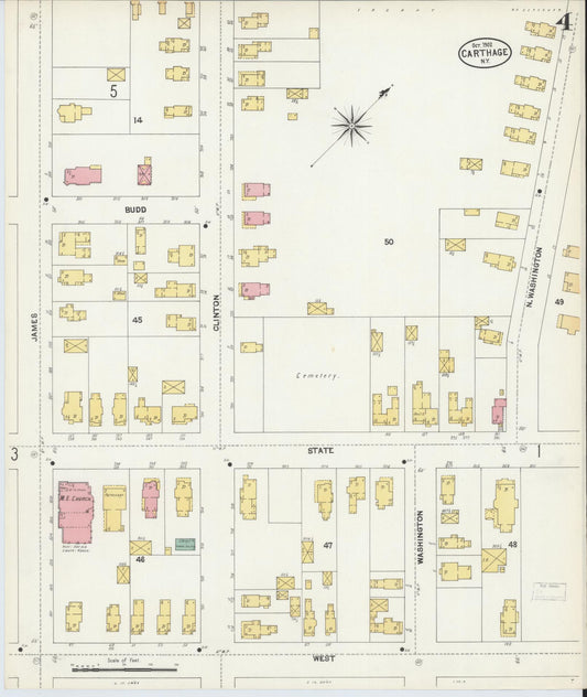 Sanborn Fire Insurance Map from Carthage, Jefferson County, New York (1902), Sheet #0004 - Historic Sanborn Fire Insurance Map Print, vintage old map wall art, antique decor, genealogy gift, New York New York map