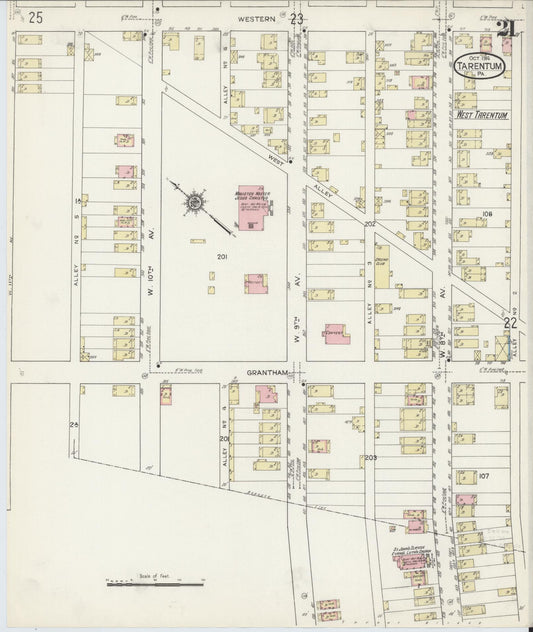 Sanborn Fire Insurance Map from Tarentum, Allegheny County, Pennsylvania (1914), Sheet #0021 - Historic Sanborn Fire Insurance Map Print, vintage old map wall art, antique decor, genealogy gift, Pennsylvania Pennsylvania map