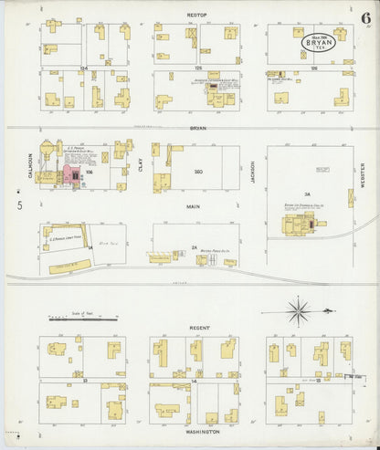 Sanborn Fire Insurance Map from Bryan, Brazos County, Texas (1906), Sheet #0006 - Complete Map Set gallery image, historic Sanborn map, vintage wall art, Texas Texas