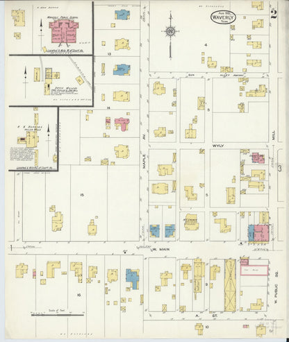Sanborn Fire Insurance Map from Waverly, Humprheys  County, Tennessee (1913), Sheet #0002 - Complete Map Set gallery image, historic Sanborn map, vintage wall art, Tennessee Tennessee
