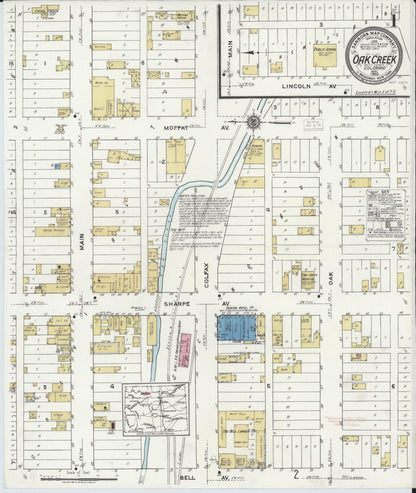 Sanborn Fire Insurance Map from Oak Creek, Routt County, Colorado (1920), Sheet #0001 - Complete Map Set gallery image, historic Sanborn map, vintage wall art, Colorado Colorado
