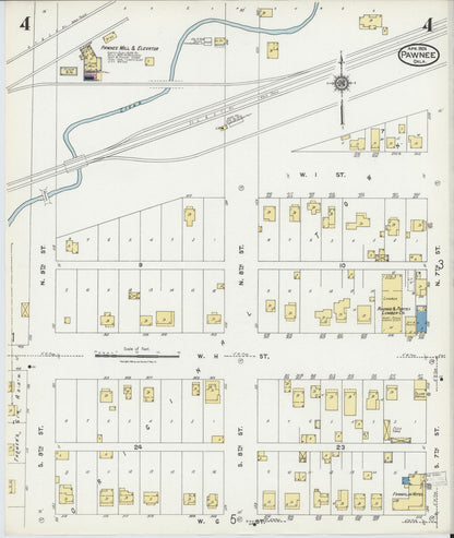 Sanborn Fire Insurance Map from Pawnee, Pawnee County, Oklahoma (1924), Sheet #0004 - Complete Map Set gallery image, historic Sanborn map, vintage wall art, Oklahoma Oklahoma