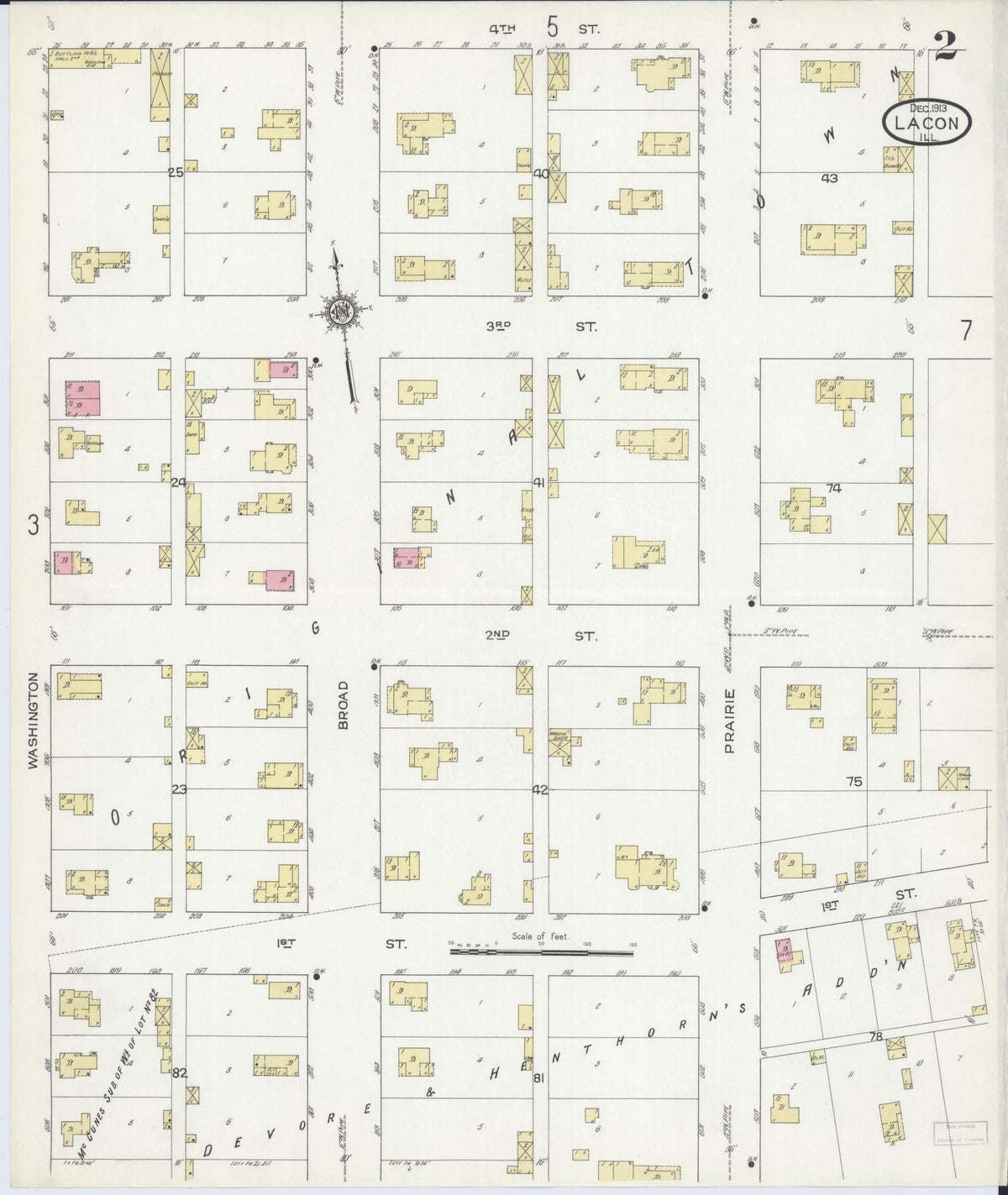 Sanborn Fire Insurance Map from Lacon, Marshall County, Illinois (1913), Sheet #0002 - Historic Sanborn Fire Insurance Map Print, vintage old map wall art, antique decor, genealogy gift, Illinois Illinois map