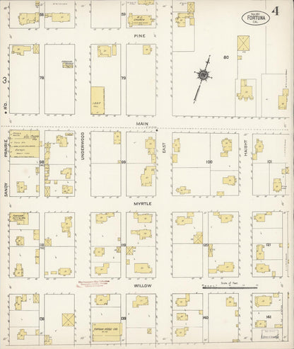 Sanborn Fire Insurance Map from Fortuna, Humboldt County, California (1911), Sheet #0004 - Complete Map Set gallery image, historic Sanborn map, vintage wall art, California California