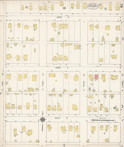 Sanborn Fire Insurance Map from Ontario, San Bernardino County, California (1912), Sheet #0002 - Historic Sanborn Fire Insurance Map Print, vintage old map wall art, antique decor, genealogy gift, California California map