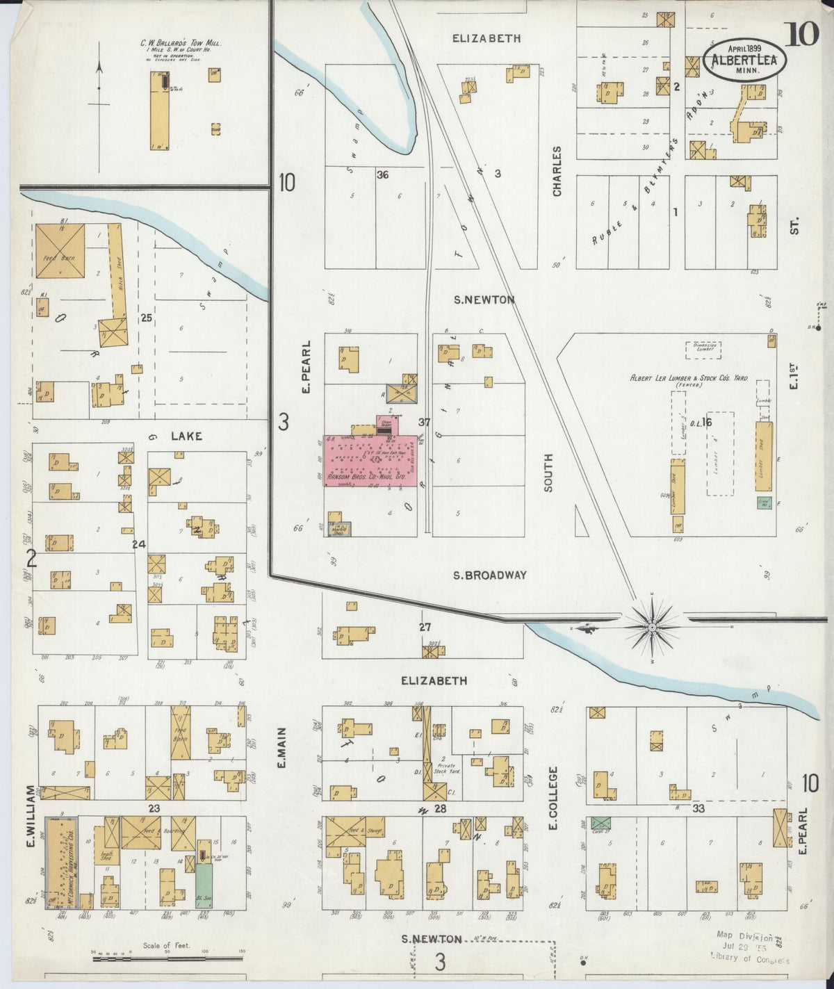 Sanborn Fire Insurance Map from Albert Lea, Freeborn County, Minnesota (1899), Sheet #0010 - Historic Sanborn Fire Insurance Map Print, vintage old map wall art, antique decor, genealogy gift, Minnesota Minnesota map