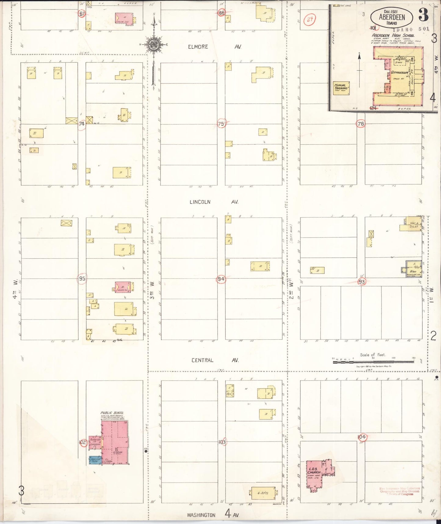 Sanborn Fire Insurance Map from Aberdeen, Bingham County, Idaho (1931), Sheet #0003 - Historic Sanborn Fire Insurance Map Print, vintage old map wall art, antique decor, genealogy gift, Idaho Idaho map
