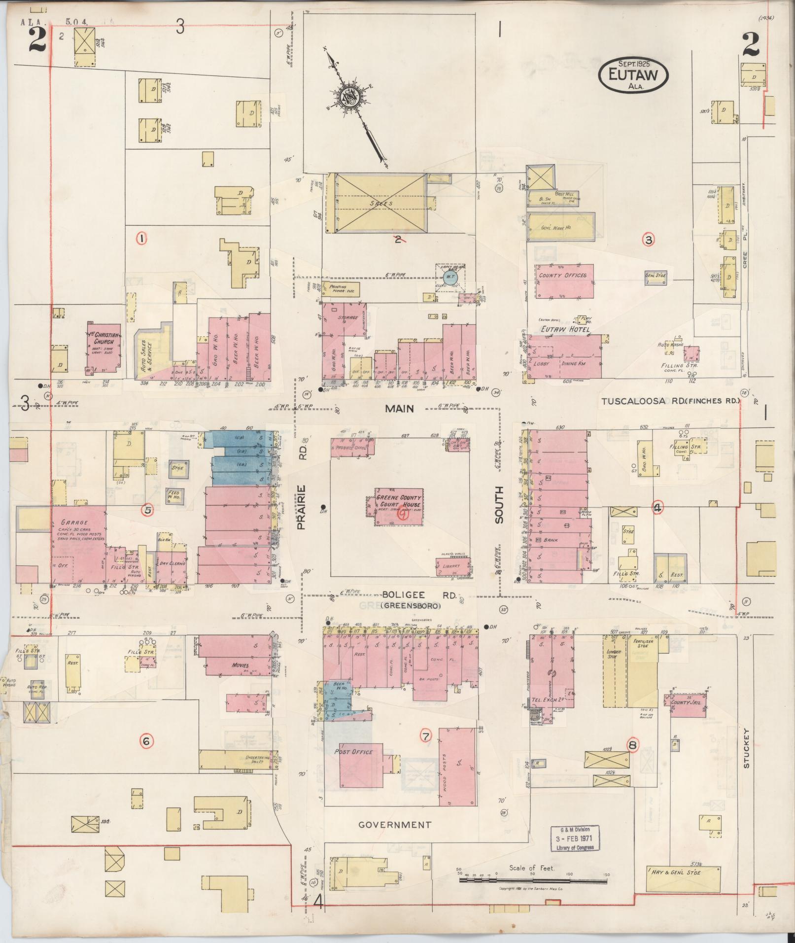 Sanborn Fire Insurance Map from Eutaw, Greene County, Alabama (1943), Sheet #0002 - Complete Map Set gallery image, historic Sanborn map, vintage wall art, Alabama Alabama