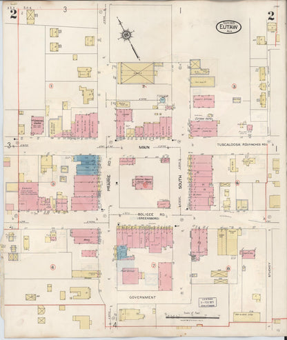 Sanborn Fire Insurance Map from Eutaw, Greene County, Alabama (1943), Sheet #0002 - Complete Map Set gallery image, historic Sanborn map, vintage wall art, Alabama Alabama