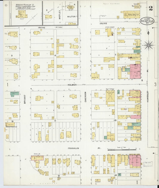 Sanborn Fire Insurance Map from Redfield, Spink County, South Dakota (1904), Sheet #0002 - Historic Sanborn Fire Insurance Map Print, vintage old map wall art, antique decor, genealogy gift, South Dakota South Dakota map
