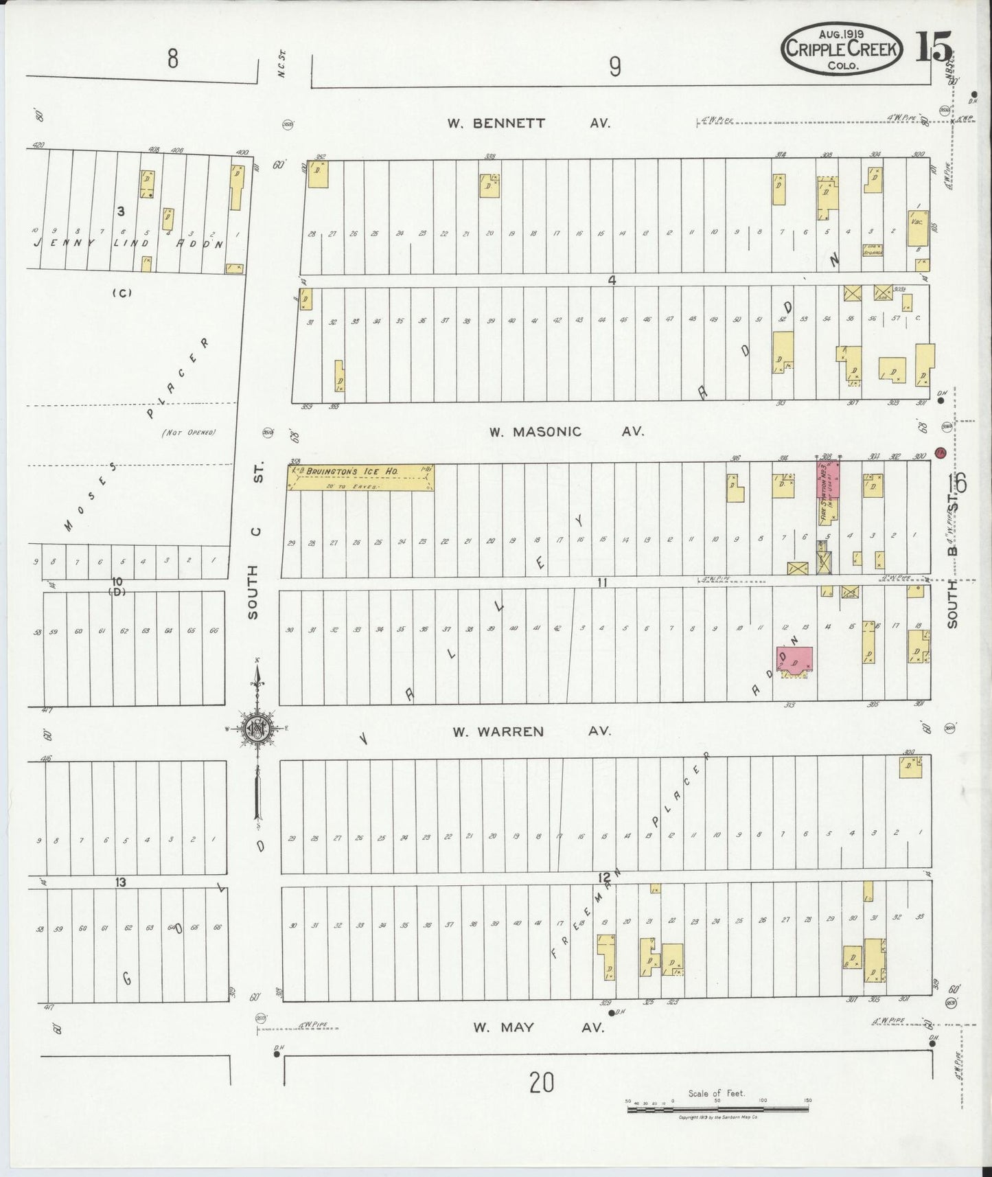 Sanborn Fire Insurance Map from Cripple Creek, Teller County, Colorado (1919), Sheet #0015 - Complete Map Set gallery image, historic Sanborn map, vintage wall art, Colorado Colorado